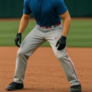 Nike Dri-FIT Baseball Pants Gray with Red Swoosh & Trim | Men’s Size M